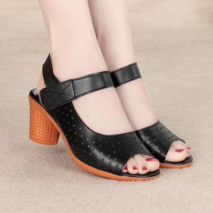 Sandals Peep Heel Toe Chunky