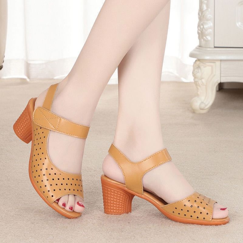 Sandals Peep Heel Toe Chunky