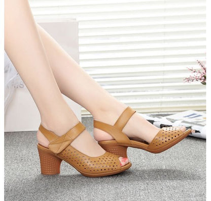 Sandals Peep Heel Toe Chunky