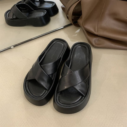 Slide Strap Sandals Platform Cross