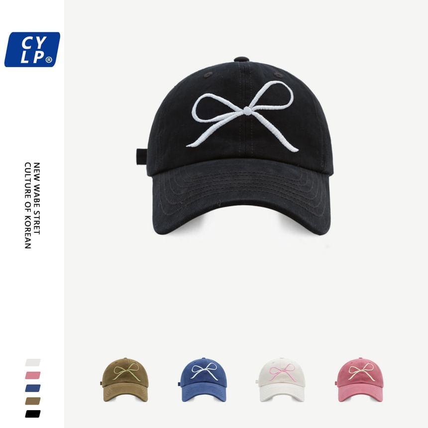 Embroidered Bow Baseball Cap