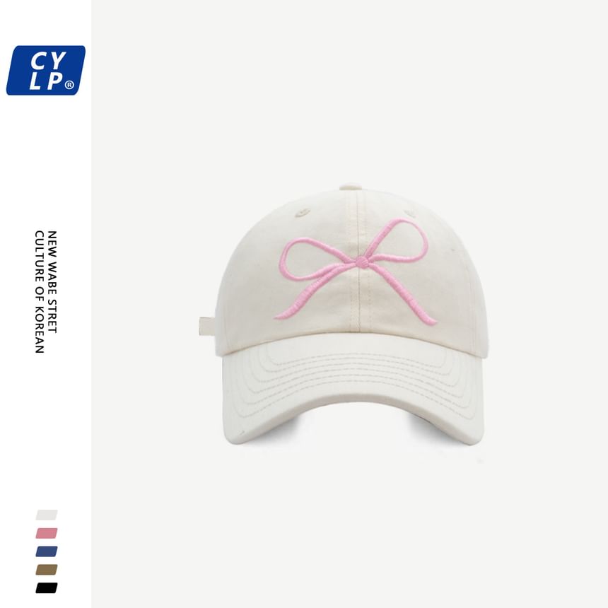 Embroidered Bow Baseball Cap