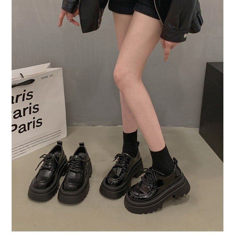 Heel Lace-Up Chunky Shoes Platform