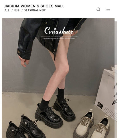 Heel Lace-Up Chunky Shoes Platform