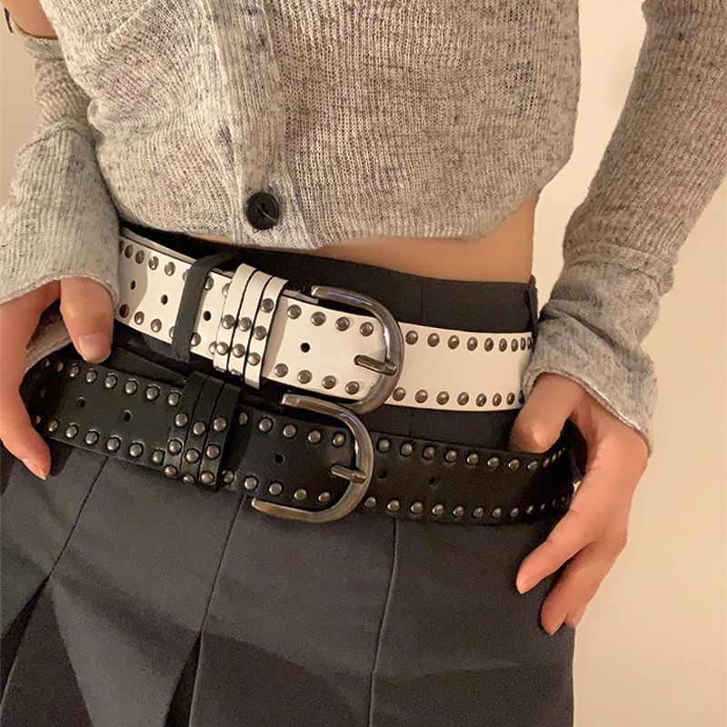 Studded Faux Leather Belt