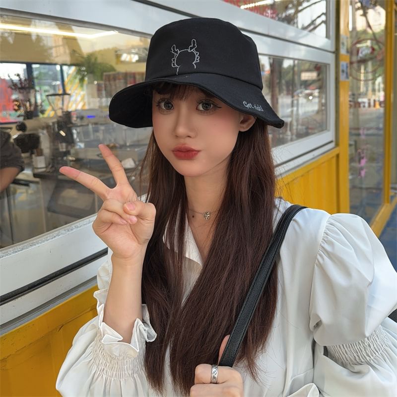 Cartoon Hat Embroidered Bucket