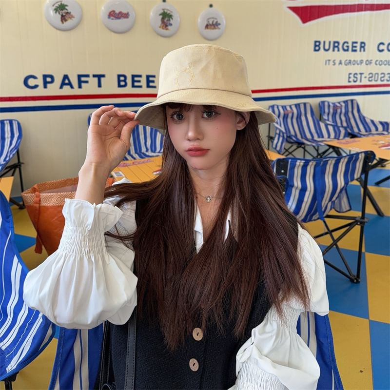 Cartoon Hat Embroidered Bucket