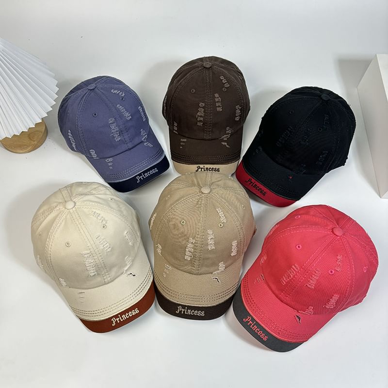 Embroidered Baseball Cap Distressed Letter