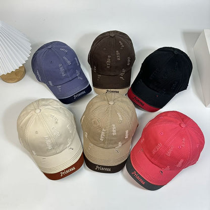 Embroidered Baseball Cap Distressed Letter