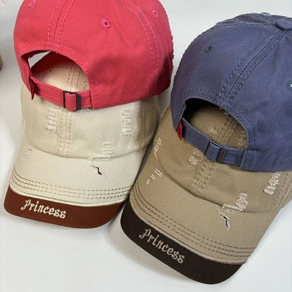 Embroidered Baseball Cap Distressed Letter