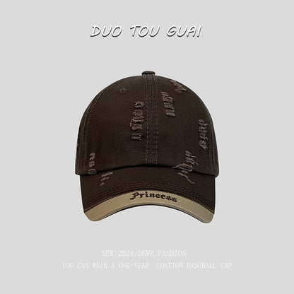 Embroidered Baseball Cap Distressed Letter