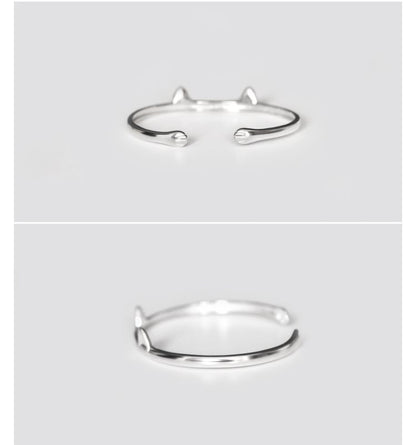 Cat Ear Sterling Silver Open Bangle