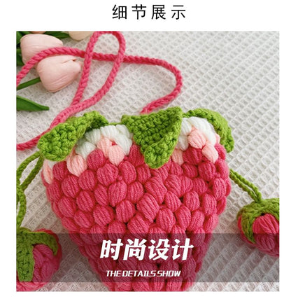 Strawberry Knit Crossbody Bag