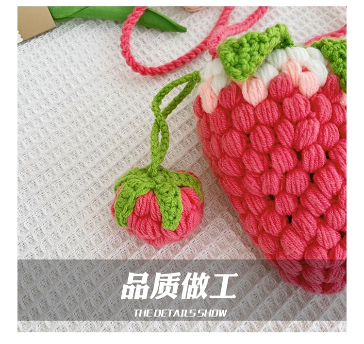 Strawberry Knit Crossbody Bag