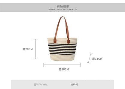 Striped Woven Tote Bag