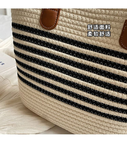 Striped Woven Tote Bag