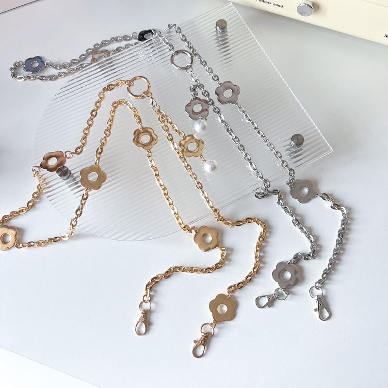 Lanyard Floral Faux Alloy Pearl Phone