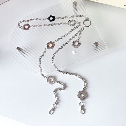 Lanyard Floral Faux Alloy Pearl Phone