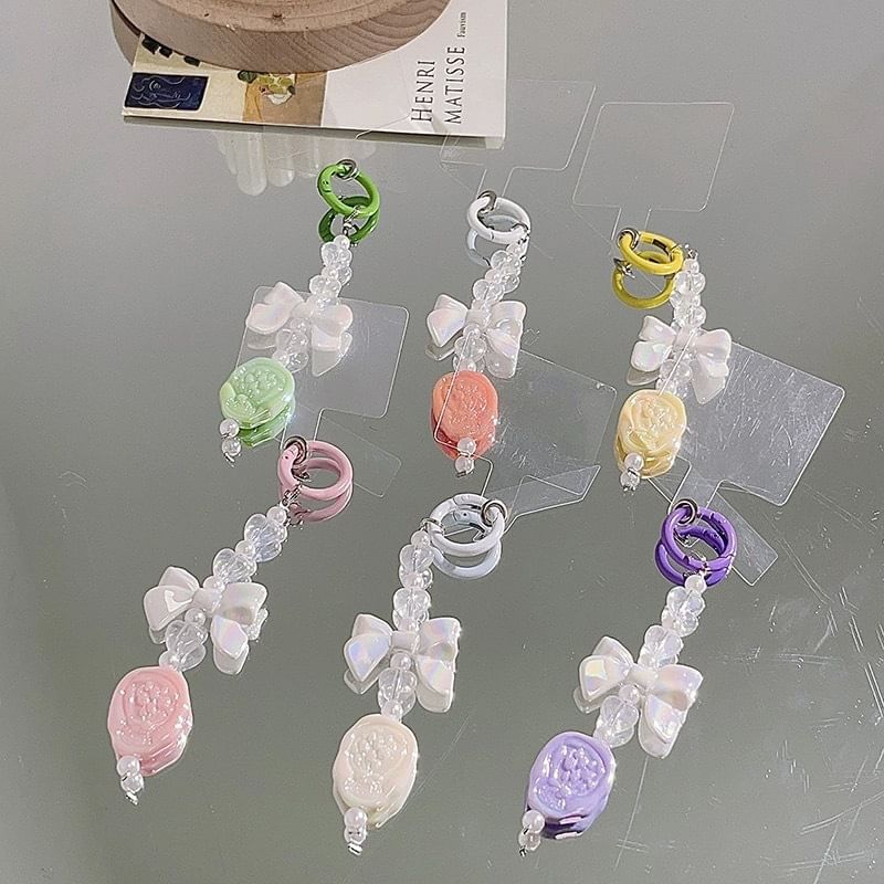 Bow Resin Charm Lanyard with Pad Phone