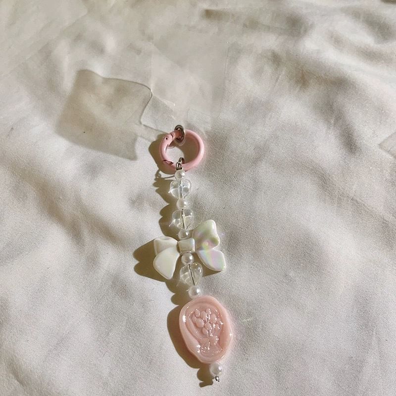 Bow Resin Charm Lanyard with Pad Phone