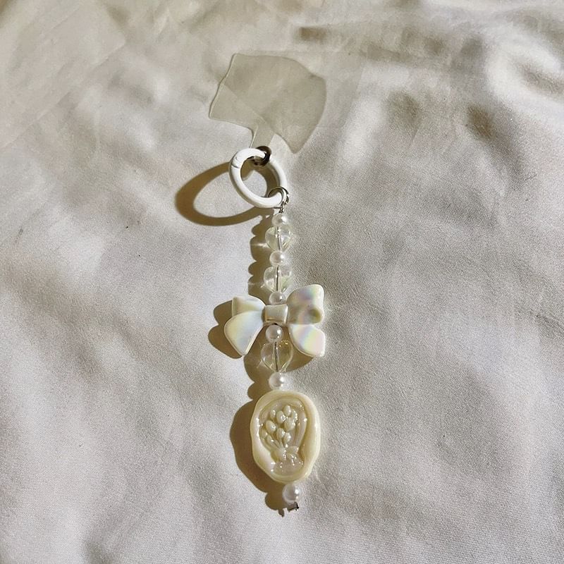 Bow Resin Charm Lanyard with Pad Phone