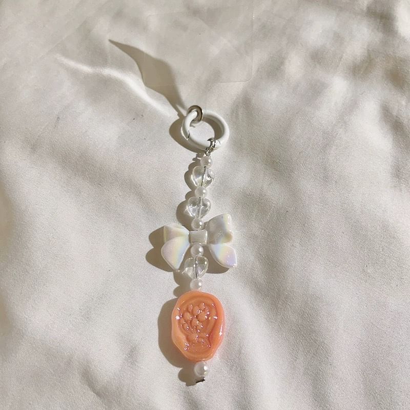 Bow Resin Charm Lanyard with Pad Phone