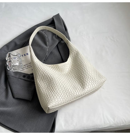 Leather Woven Shoulder Faux Bag