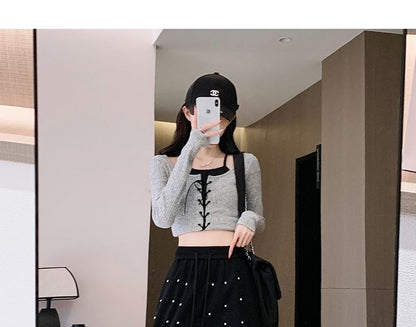 High Waist Rhinestone Wide Leg Pants