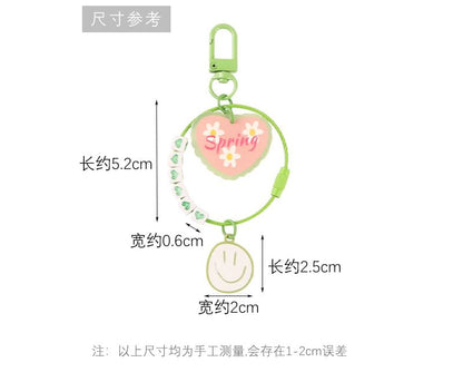 Heart Smiley Acrylic Bag Charm Keyring (Various Designs)