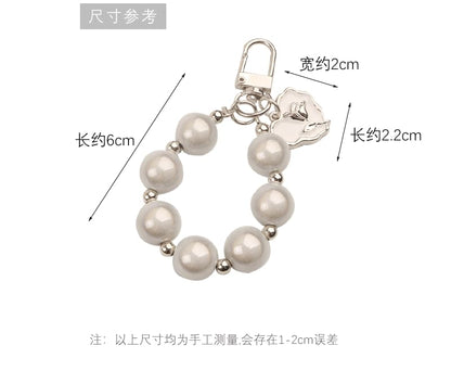 Heart Faux Pearl Bag Charm Keyring (Various Designs)