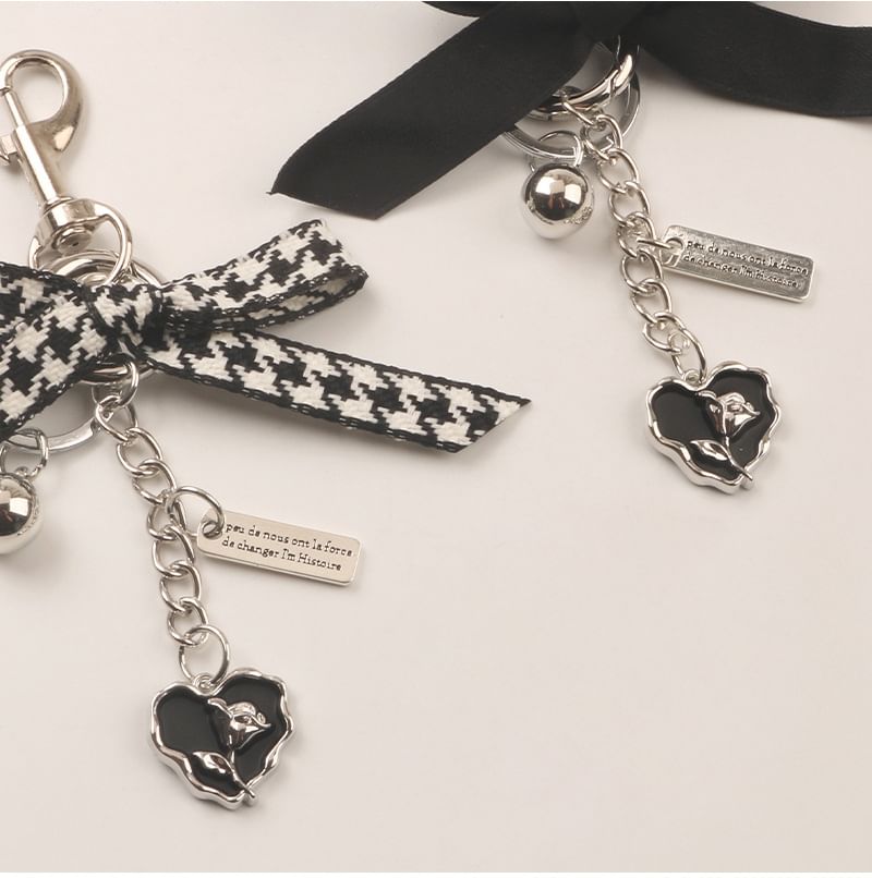 Ribbon Heart Bag Charm Keyring (Various Designs)