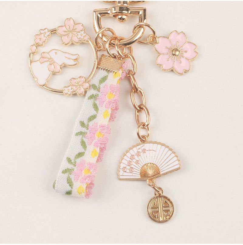 Rabbit Sakura Strap / Faux Pearl Bag Charm Keyring (Various Designs)