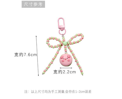 Pig Bow Bead Resin Bag Charm Keyring (Various Designs)