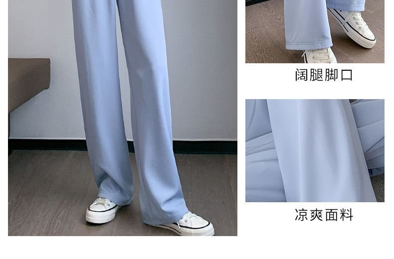 Leg (Various Straight Waist Pants Plain Designs) Elastic