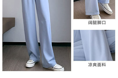 Leg (Various Straight Waist Pants Plain Designs) Elastic