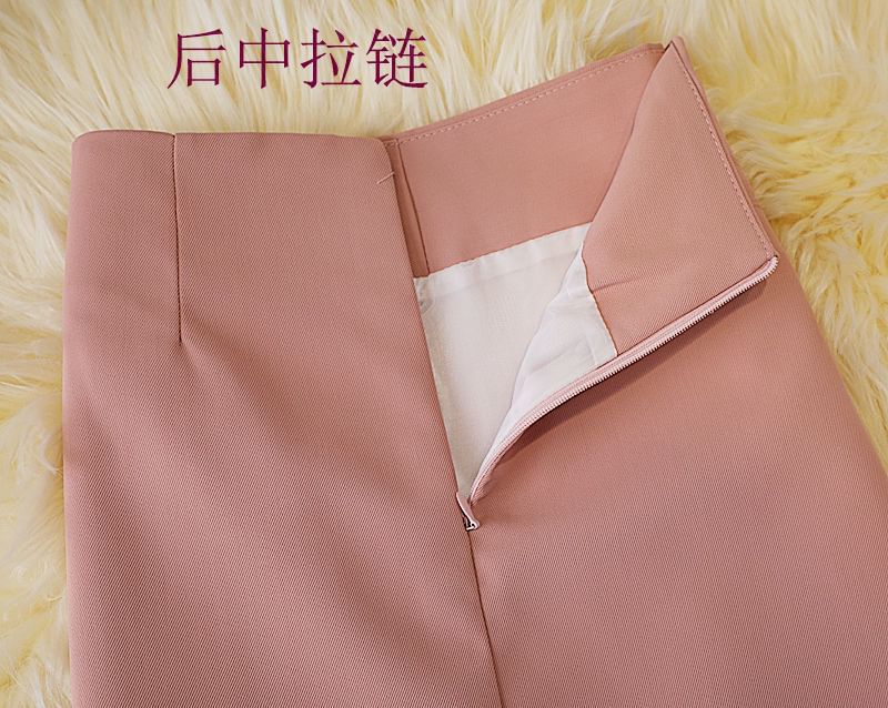 A-Line Mini Plain Skirt Waist High Panel Button
