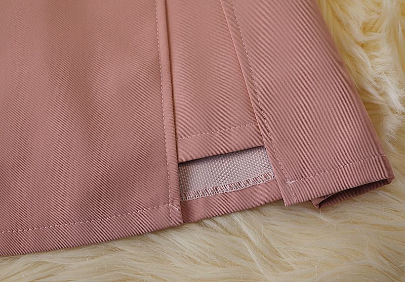 A-Line Mini Plain Skirt Waist High Panel Button