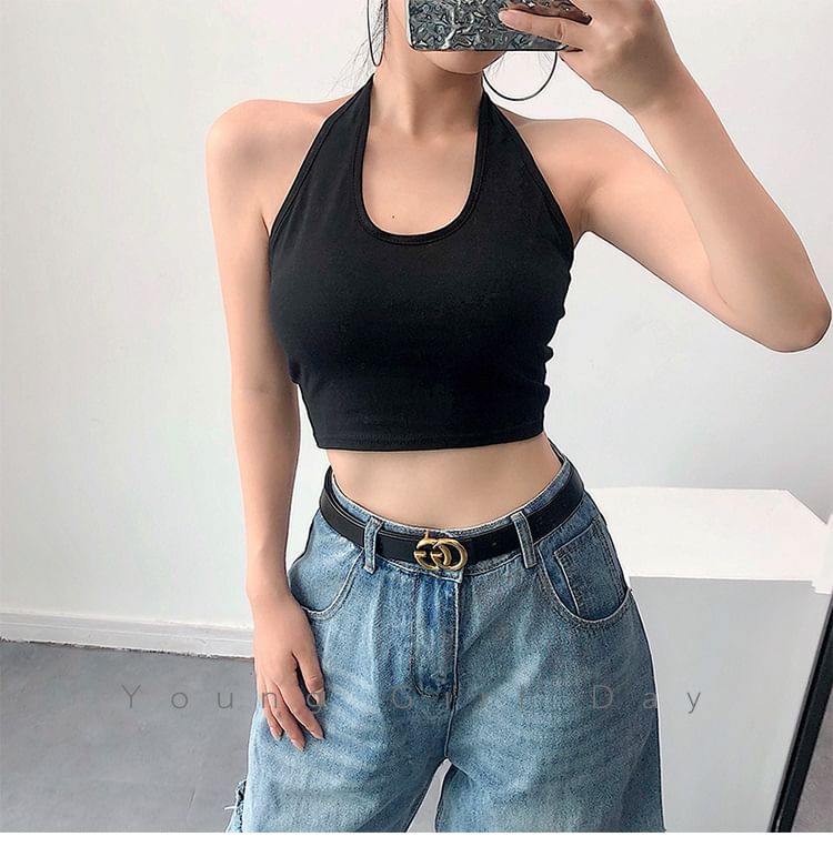 Halter Plain Crop Top