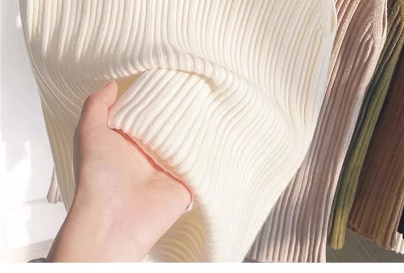 Tank Top Knit Ribbed Plain Neck Crew