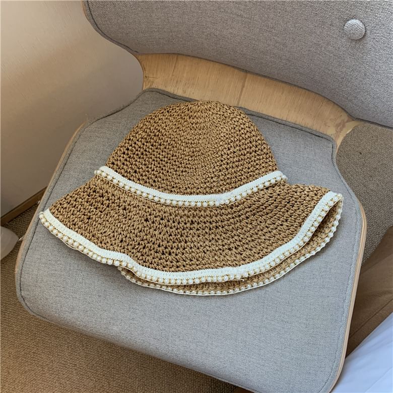 Pearl Hat Sun Straw Faux