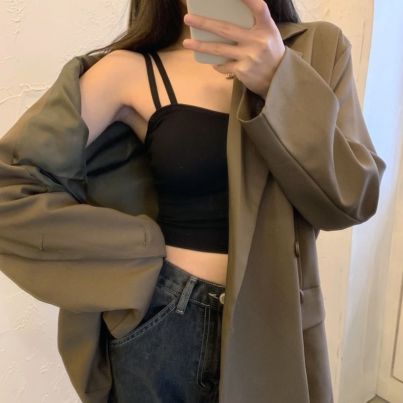 Top Strappy Plain Crop