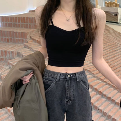 Top Strappy Plain Crop