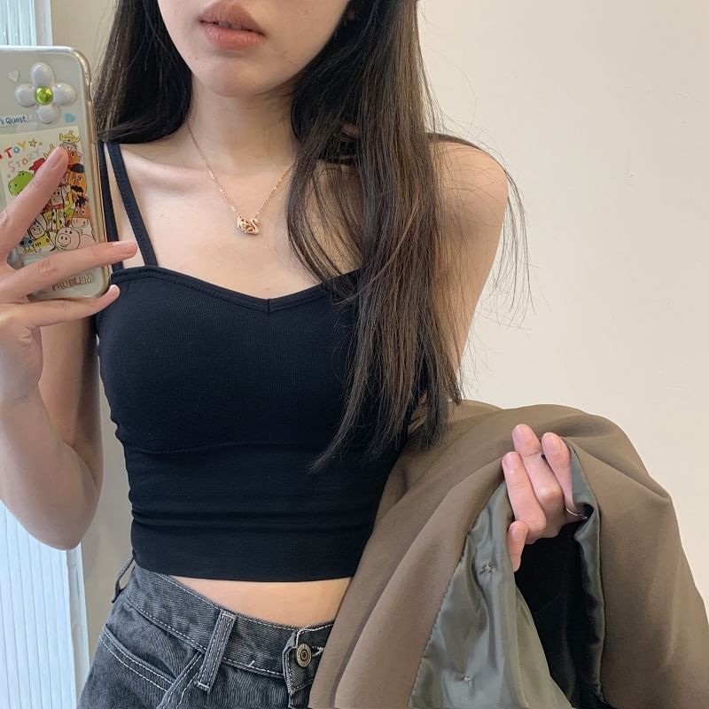 Top Strappy Plain Crop