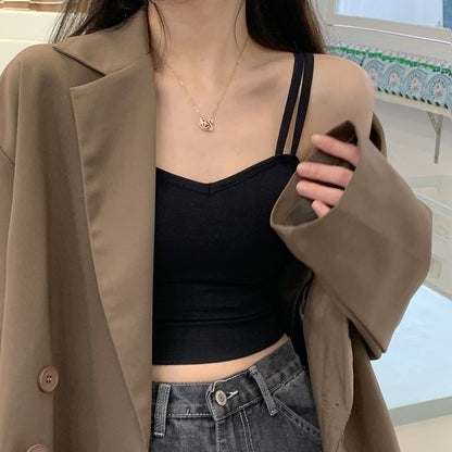 Top Strappy Plain Crop