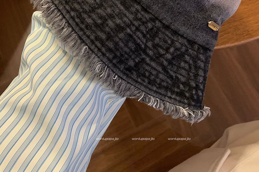 Hat Washed Bucket Gradient Denim Frayed