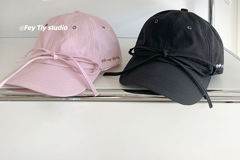 Accent Baseball Cap Embroidered Lettering Bow