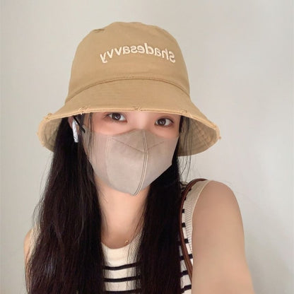 Embroidered Hat Bucket Lettering Distressed