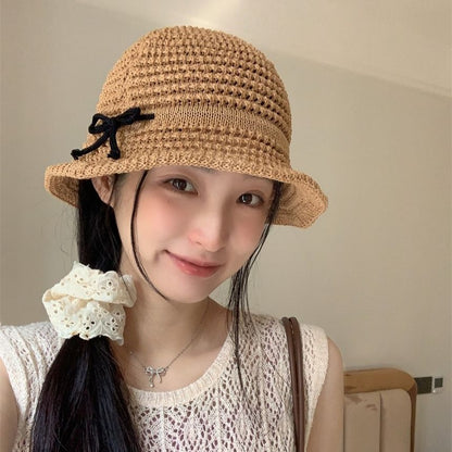 Accent Hat Bucket Woven Bow