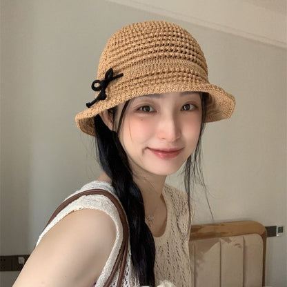 Accent Hat Bucket Woven Bow