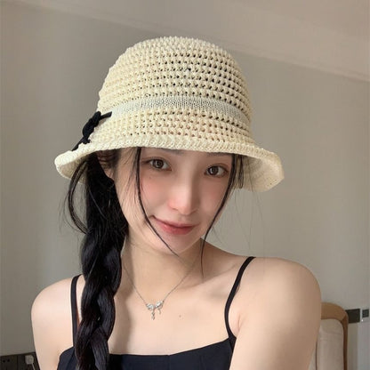 Accent Hat Bucket Woven Bow